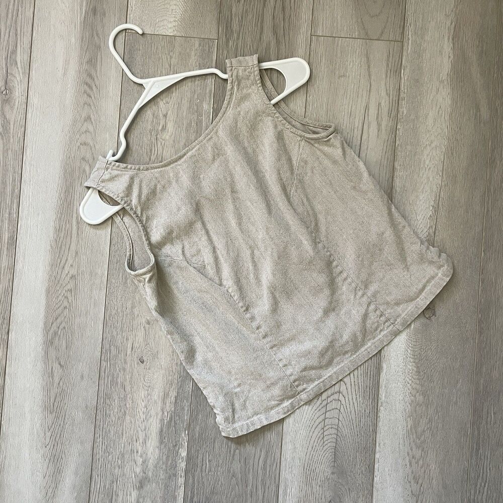 Liz Claiborne Tank Top linen cotton crop womens Beige (small petite) minimalist